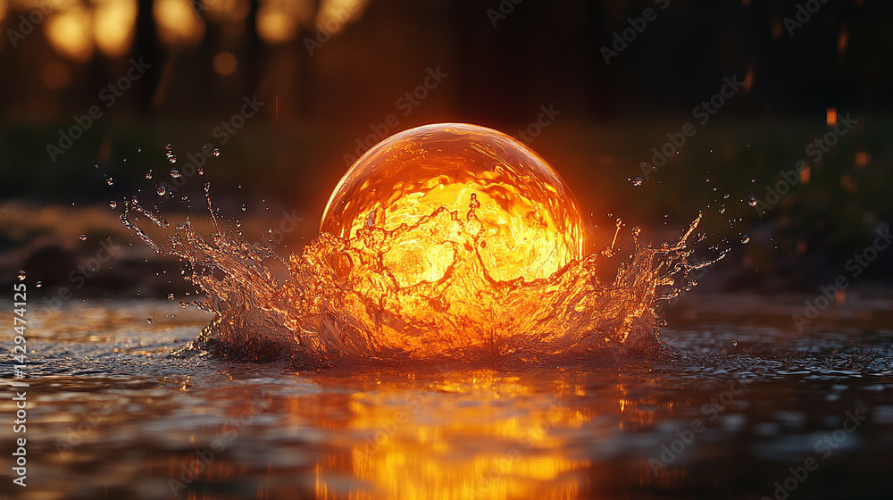 A dynamic splash of water forming a perfect sphere floats in bright light against a white background symbolizing purity energy life renewal and the uncontainable force of nature