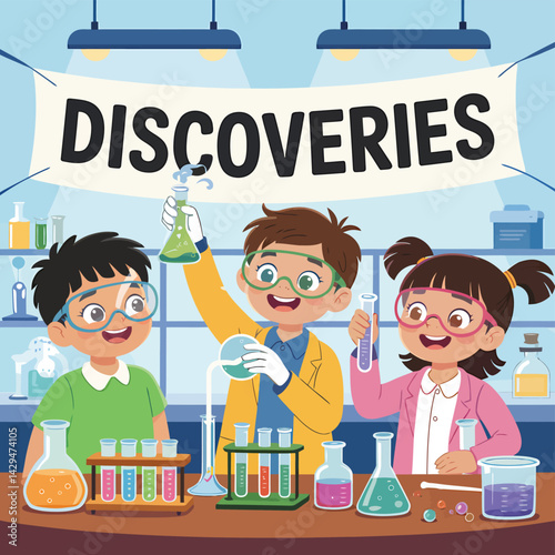 a group of kids in a science lab