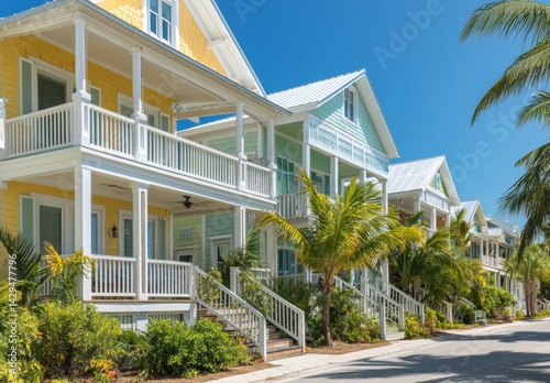 Houses in Carolina Beach, North Carolina, are now painted in bright new pastel colors