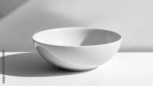 Obraz na płótnie White shiny porcelain bowl placed on a clean white surface symbolizes purity simplicity and modern minimalism perfect for product mockups culinary branding or lifestyle presentation
w salonie