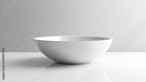 Obraz na płótnie White shiny porcelain bowl placed on a clean white surface symbolizes purity simplicity and modern minimalism perfect for product mockups culinary branding or lifestyle presentation
w salonie