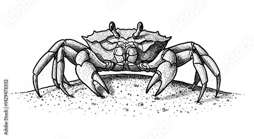 Crab illustration on sandy background  