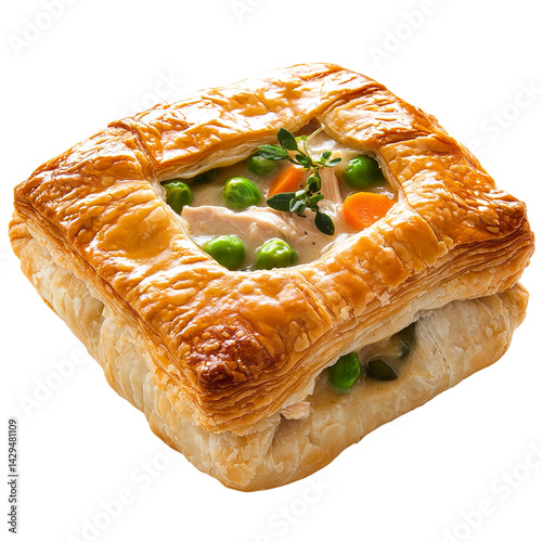savory puff pastry with green peas and herbs