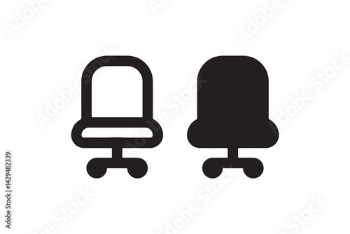 Office Chair Icons in Black Minimal Style Vector