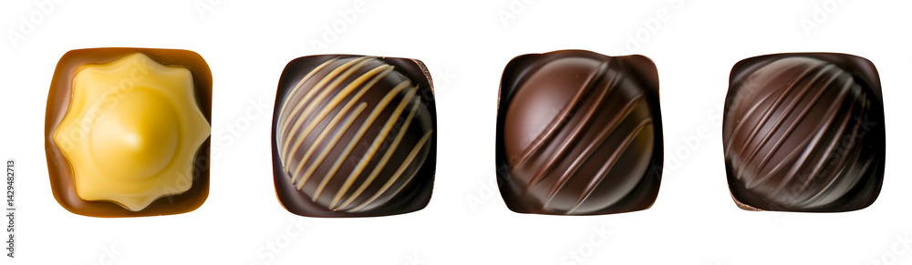 Obraz premium set of chocolate with white background. isolated on transparent white background, clipping path 