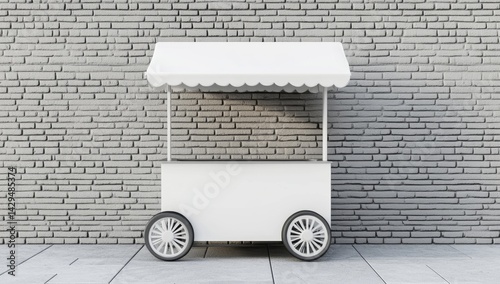 Fototapeta Naklejka Na Ścianę i Meble -  Empty food cart against brick wall