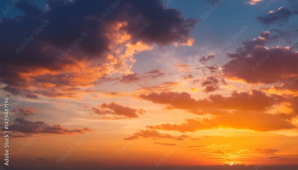 Naklejka premium beautiful colorful bright sunset sky with orange clouds nature sky background