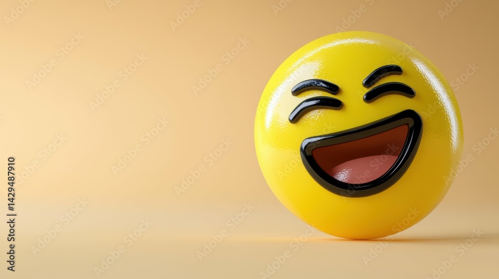 Fototapeta premium A yellow smiley face with a mouth open and a tongue sticking out