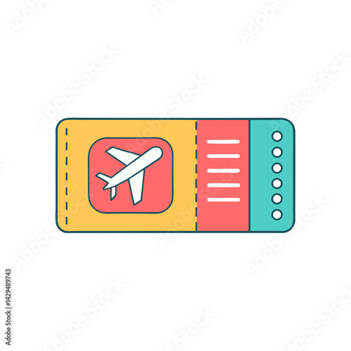 Airplane ticket illustration with flight details