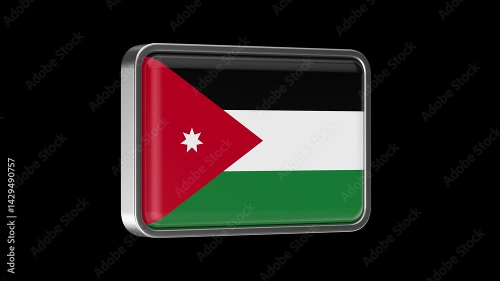 Spinning Jordanian flag on black background