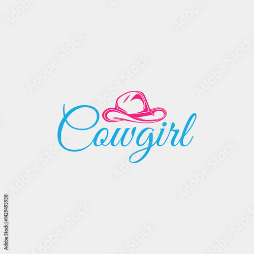 cowgirl fashion logo design vector