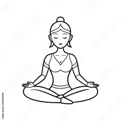 outline of a yoga pose with white background