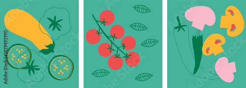 Appetizing fruit, vegetables and berries collection.