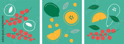 Appetizing fruit, vegetables and berries collection.