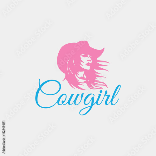 cowgirl fashion logo design vector