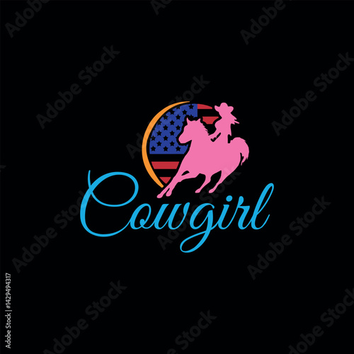 cowgirl fashion logo design vector