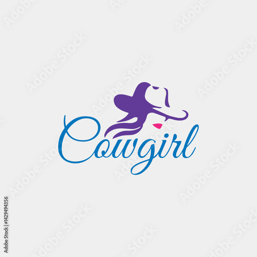 cowgirl fashion logo design vector