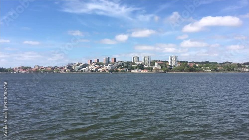 Landscape of the city of Porto with modern architecture, mouth of the Douro River