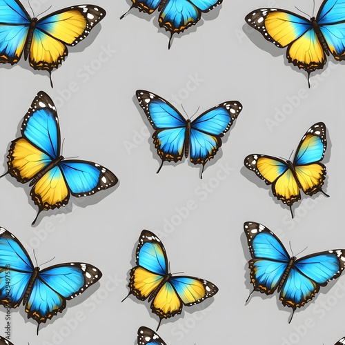 Wallpaper Mural Vibrant Blue and Yellow Butterfly Seamless Pattern Torontodigital.ca
