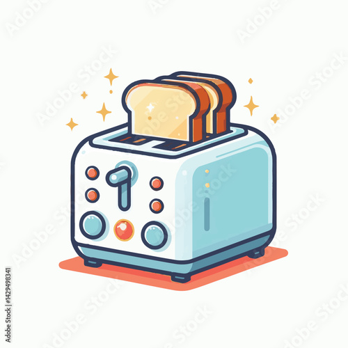 toaster, kitchen, equipment, appliance, food, toast, breakfast, vector, cooking, electric, isolated, bread, object, illustration, modern, household, technology, machine, morning, sandwich, device, ele