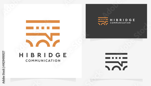 Bridge and chat vector logo design based icon template.