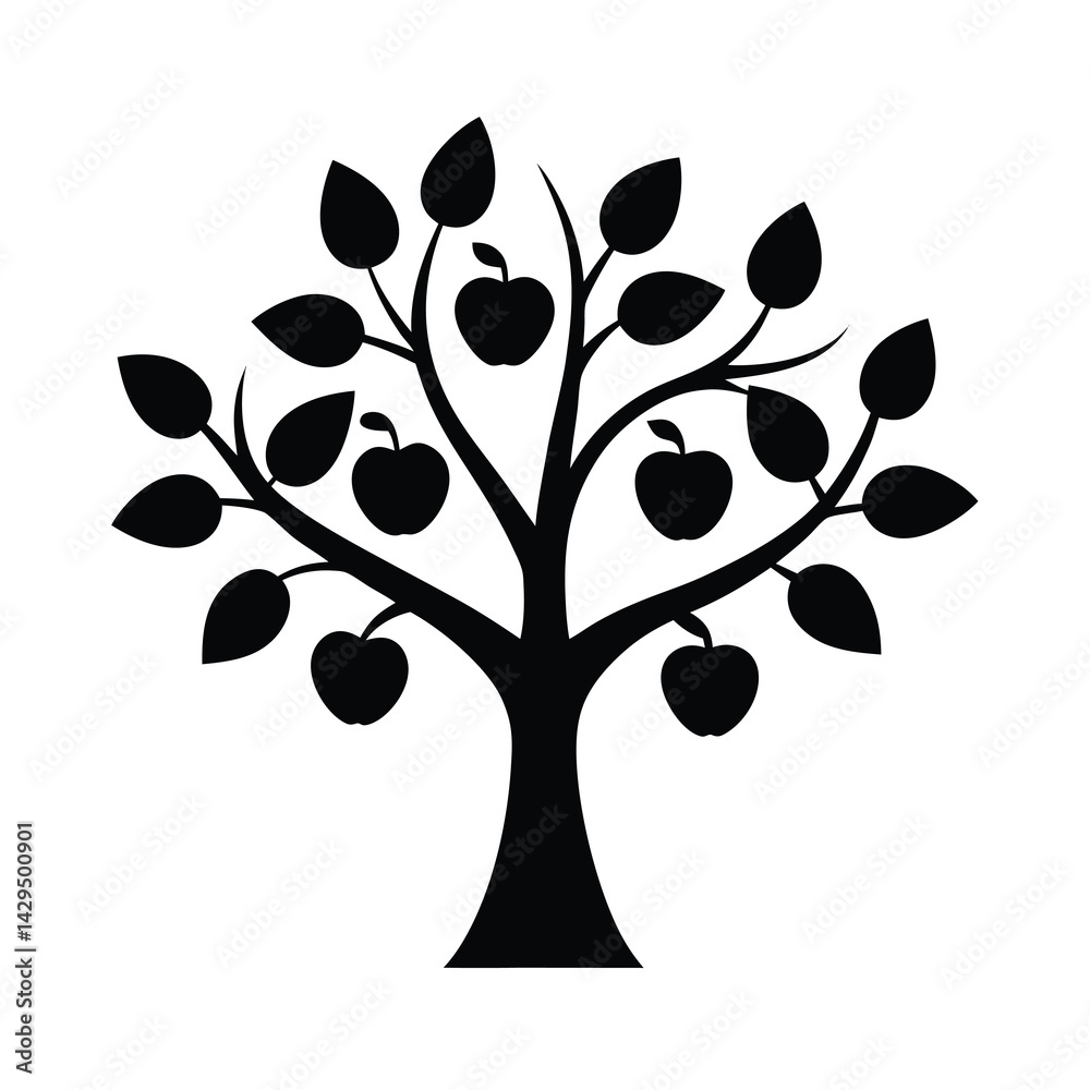 Obraz premium Minimalist Botanical Apple Tree Silhouette