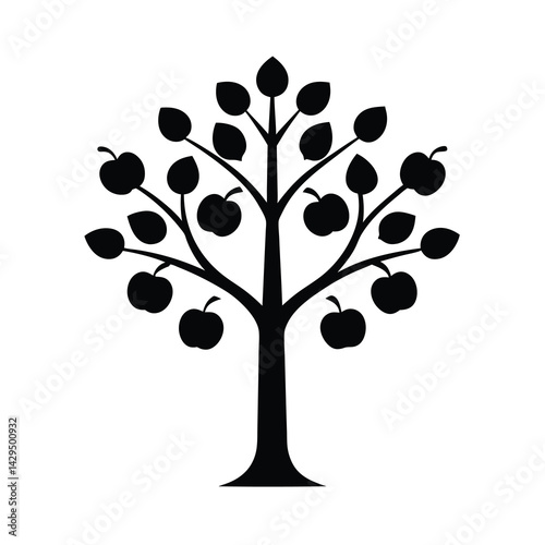 Wallpaper Mural Minimal Apple Tree Illustration with Thin Lines Torontodigital.ca