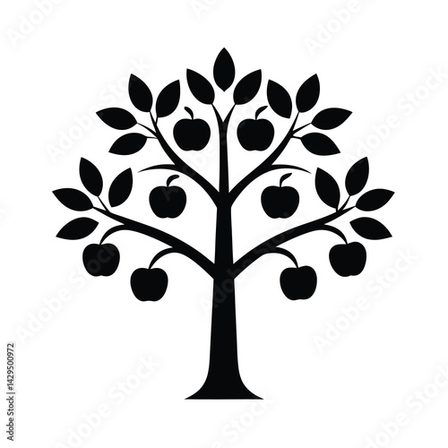 Modern Minimal Apple Tree Design Vector