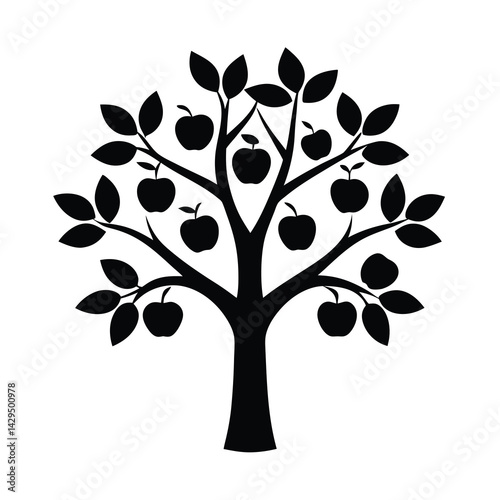 Minimal Tree Silhouette with Apple Theme