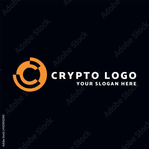 crypto currency block chain logo design vector