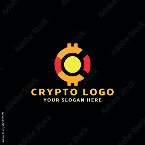 crypto currency block chain logo design vector
