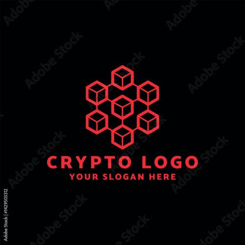 crypto currency block chain logo design vector