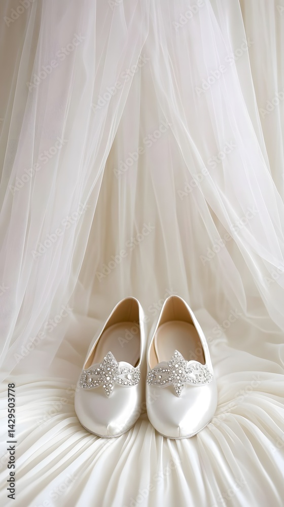 Obraz premium Elegant Bridal Satin Shoes with Rhinestone Detail