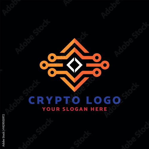 crypto currency block chain logo design vector