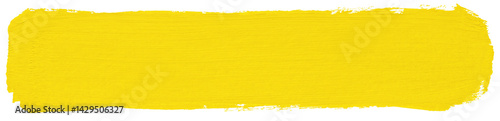 Yellow brush stroke of paint isolated on transparent background