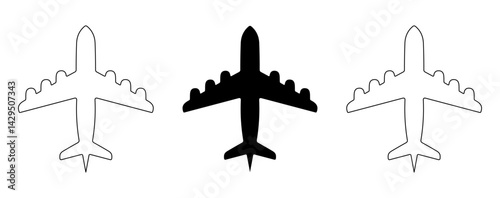 Airplane icon set. Aircraft vector sign. Airport arrival departure symbol
Vector Formats