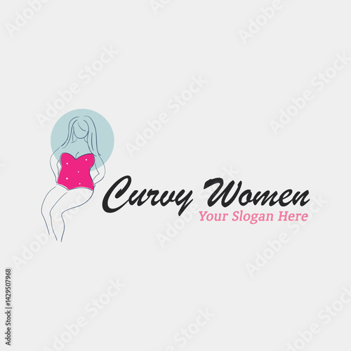 curvy woman logo design vector	