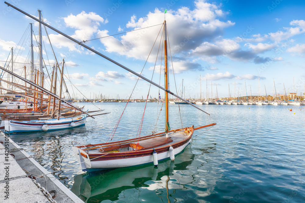 Unbelivable Fishing boats at Alghero port . Mediterranean seascape