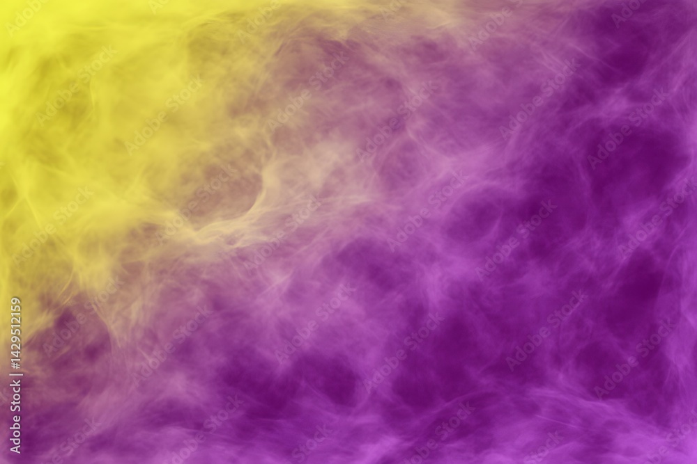 Obraz premium Abstract Purple and Yellow Swirling Smoke Clouds Background