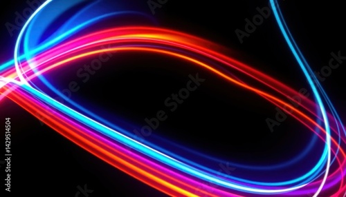 Vibrant Neon Light Trails: A Dynamic Abstract Background