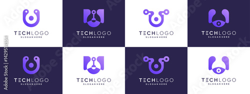 Collection vector letter U technology icons logo ideas.