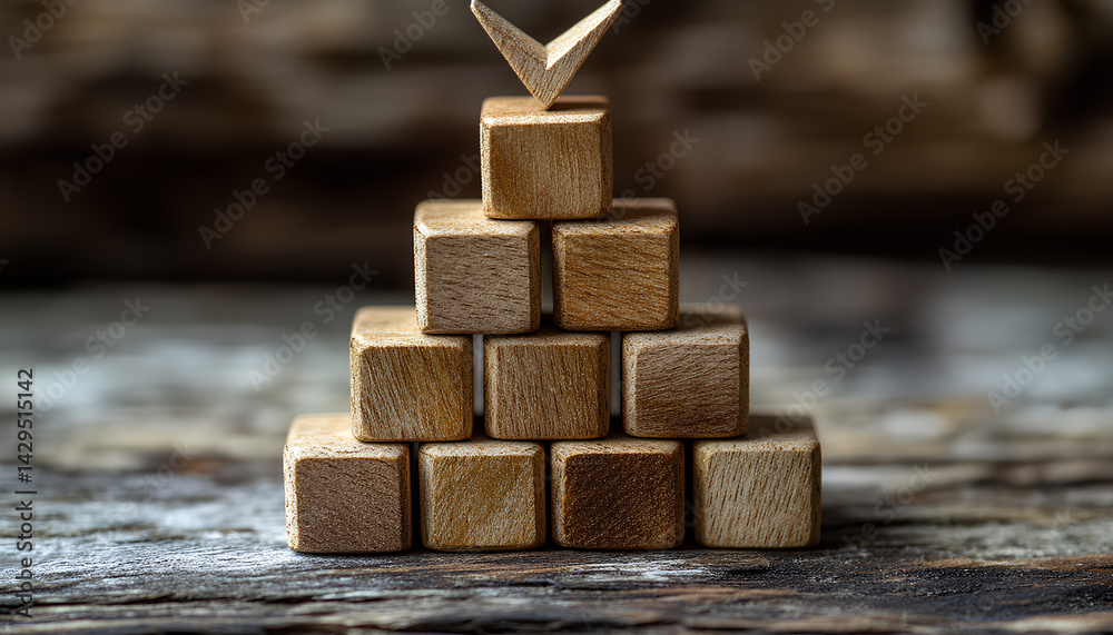 custom made wallpaper toronto digitalTargeting. Pyramid of cubes with arrows pointing to one on top on wooden background