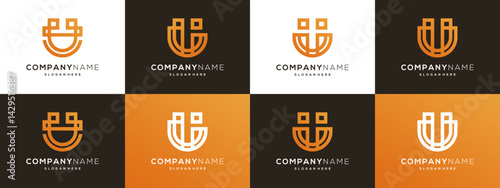 Collection letter U with unique outline logo vector ideas.