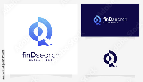 Abstract letter D with magnifying glass logo design ideas. Creative vector research development based icon template.