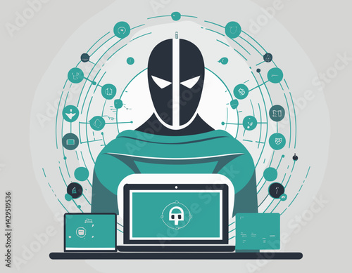 Binary Protection: Cybersecurity Vector Graphic