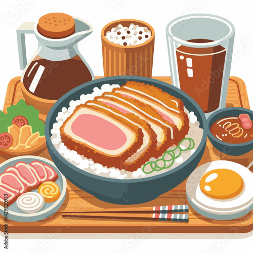 tonkatsu, japanese, meal, food, lunch, meat, pork, cutlet, restaurant, fried, cuisine, japan, dish, japanese food, cabbage, traditional, rice, asian, delicious, plate, tasty, gourmet, cooking, sauce, 