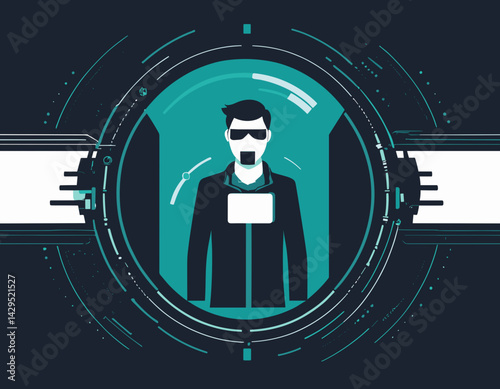 Data Defender: Cybersecurity Strategy Vector Art