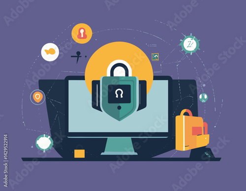 Code Lockdown: Cybersecurity Vector Illustration