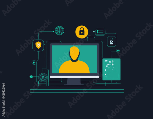 Code Lockdown: Cybersecurity Vector Illustration