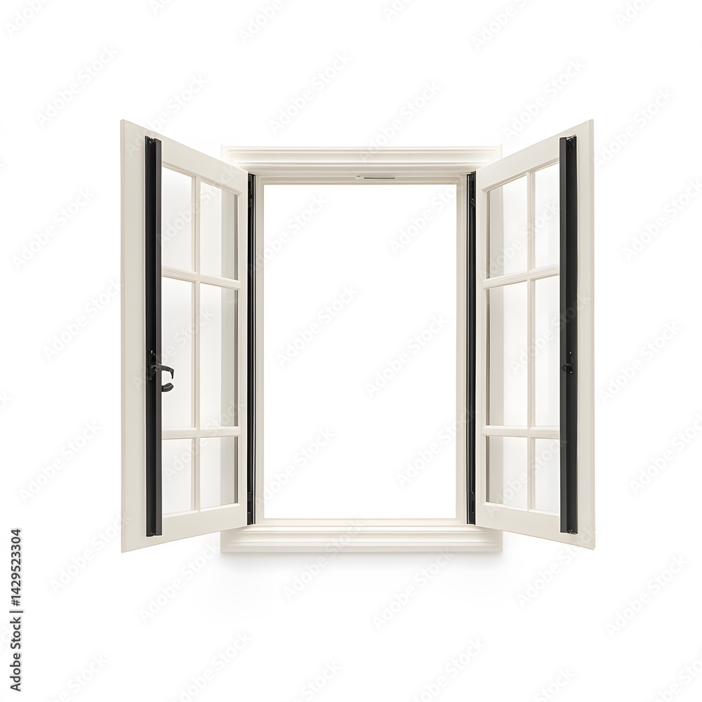 Open Casement Window White Frame Black Trim Open Casement Window White Frame Black Trim